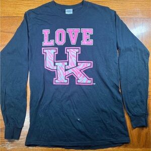 Women's Small Black Long Sleeve "I LOVE UK" in pink